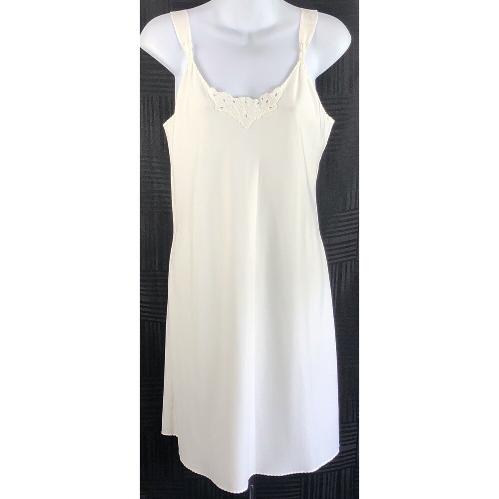 Vintage Slip Dress Lingerie M Wht Lace Fairy Embellished Coquette 90s Y2K Glam
